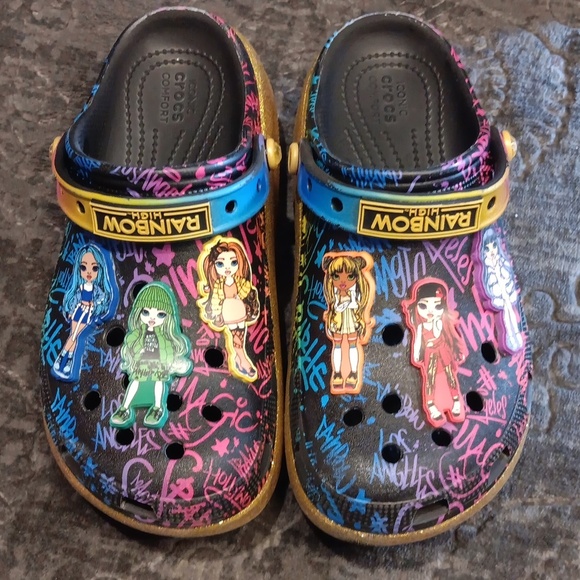 Crocs Rainbow High Gold Glitter Clogs  Youth Size J6 NIB - Picture 8 of 9